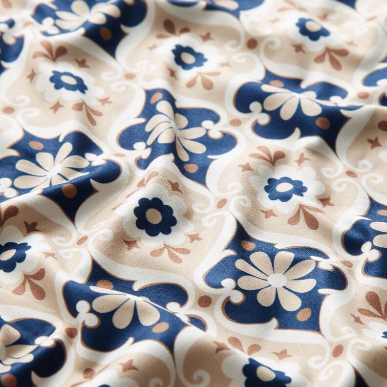 Jersey à ornements floraux – beige/bleu marine,  image number 2