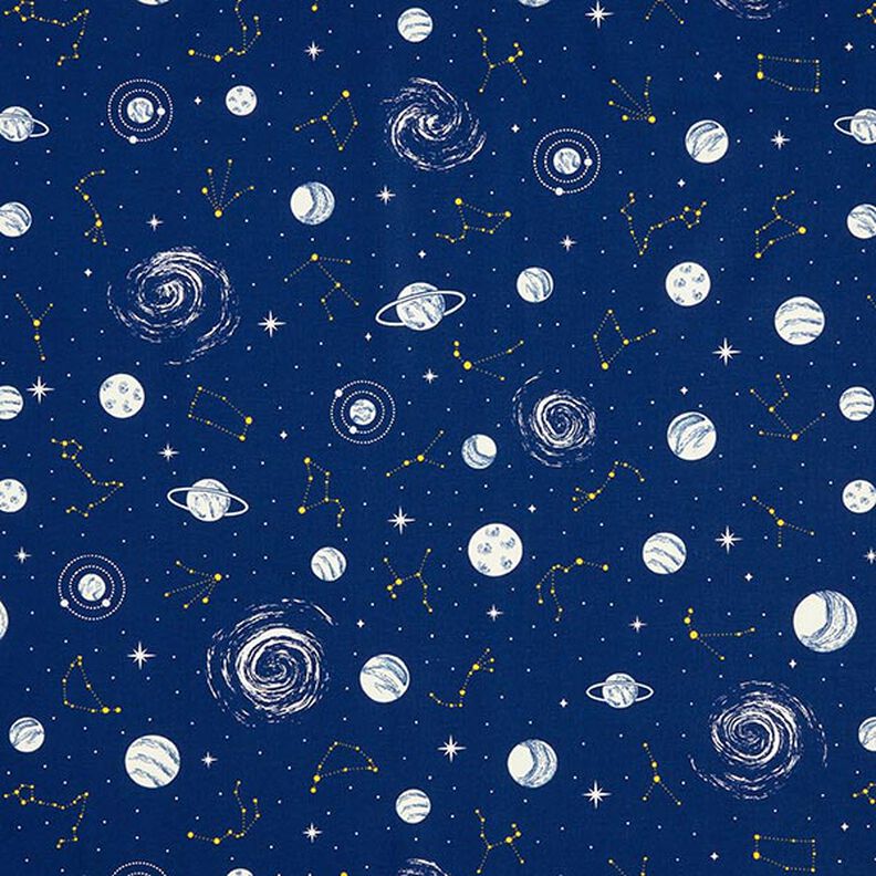 Tissu de décoration Constellations Glow in the Dark – bleu marine/jaune clair,  image number 11