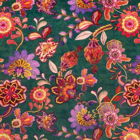 Velours de décoration Vrilles florales – sapin bleu/rosé, 