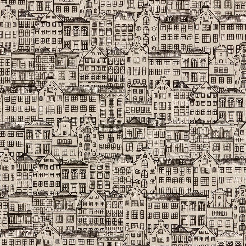 Tissu de décoration Semi-panama Maisons de ville – nature/noir,  image number 1