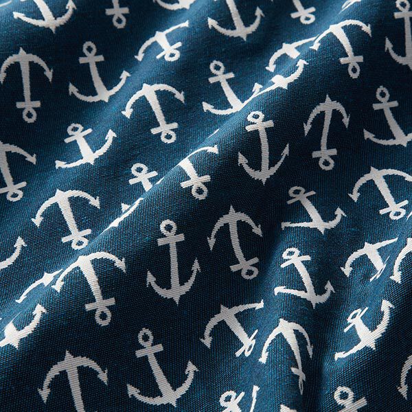 Tissu de décoration Jacquard Ancre – bleu océan/blanc,  image number 2
