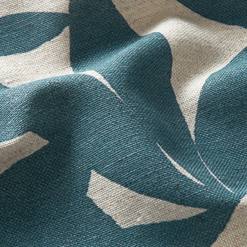 Tissu de décoration Semi-panama Feuilles sobres – bleu océan/nature, image number 6