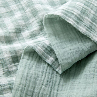 Tissu double gaze de coton Carreaux vichy à fil teinté – roseau/blanc, 