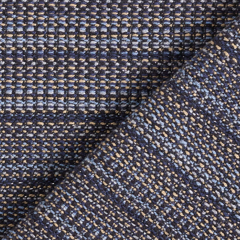 Tissu pour manteau Fil scintillant texturé – bleu nuit/dune,  image number 5