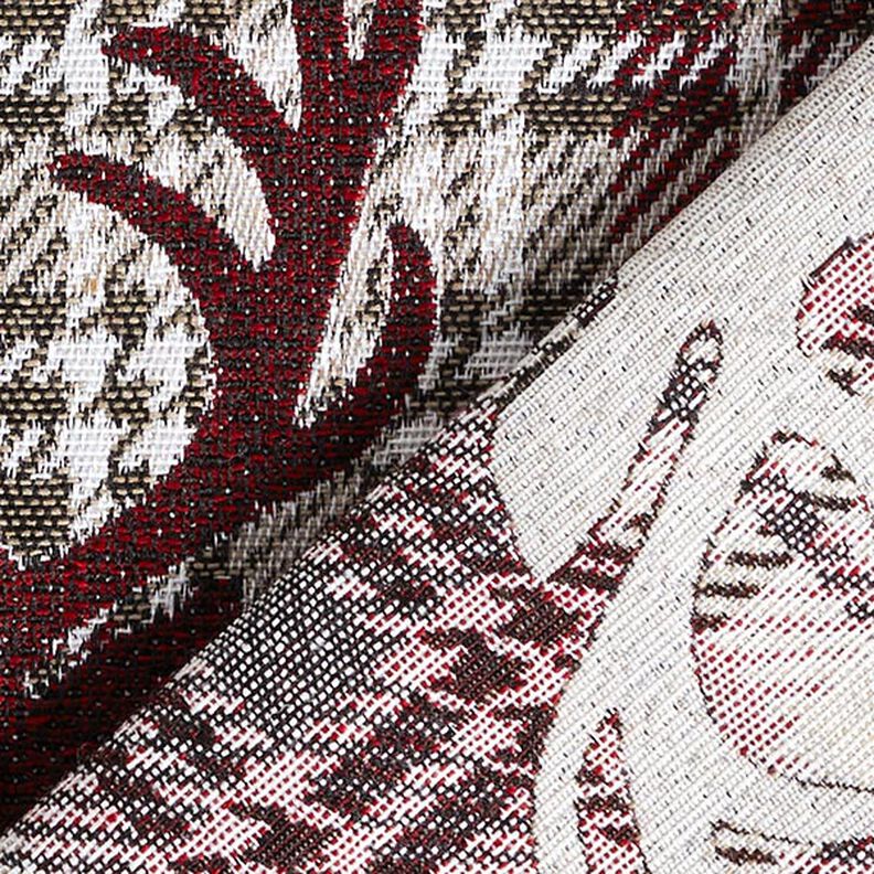Tissu de décoration Gobelin Tête de cerf – rouge bordeaux/beige,  image number 4