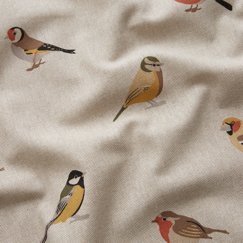 Tissu de décoration Semi-panama Petits oiseaux de jardin – nature, image number 2