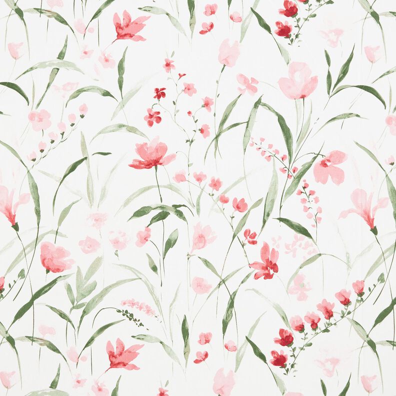 Tissu de décoration Semi-panama Freesias – ivoire/rose clair,  image number 1