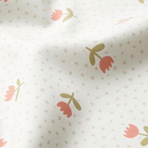 Tissu de décoration Satin de coton Jolies tulipes – ivoire/homard, 