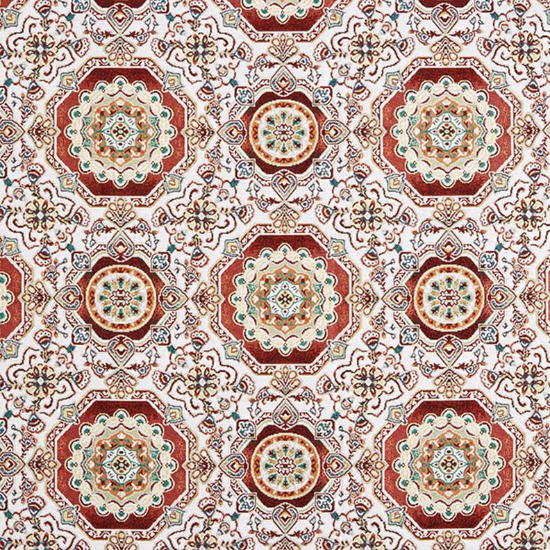 Tissu de décoration Gobelin Mandala oriental – carmin/ivoire,  image number 1