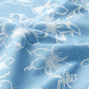 Chambray Fleurs d'été – bleu clair/écru, 