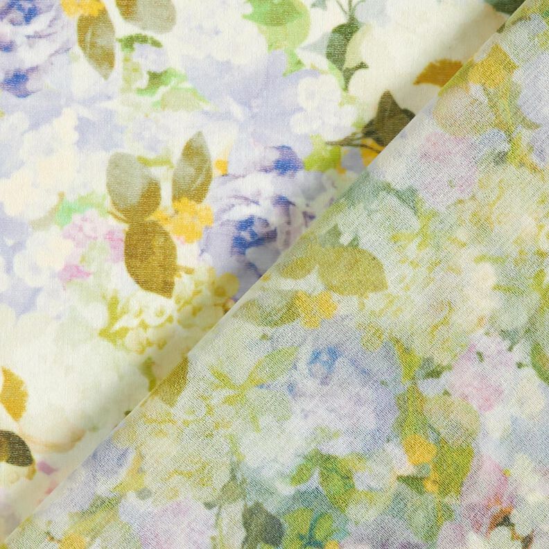 Chiffon Mer de fleurs recyclées – violet pastel/vert tilleul,  image number 4