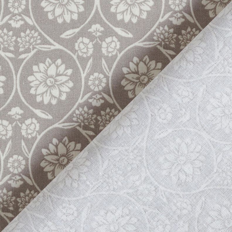 Tissu en coton Cretonne Fleurs et rameaux – argent/blanc, image number 4