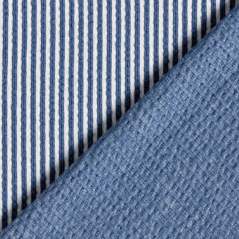 Jersey coton Seersucker Rayures fines – bleu jean/blanc, image number 4