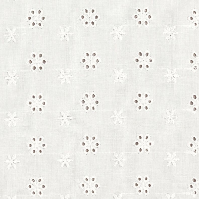 Tissu de coton à broderie Petites fleurs – blanc,  image number 1