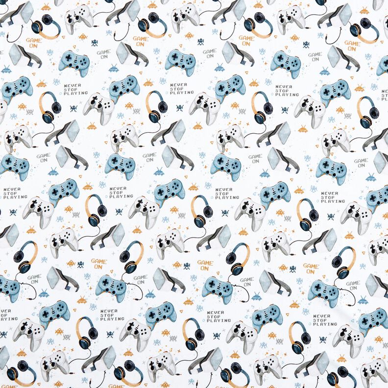 French Terry Sweat d’été Game On Impression numérique – blanc,  image number 1