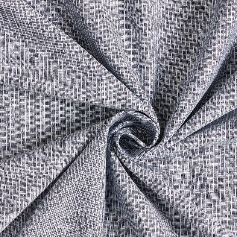 Mélange lin coton rayures étroites – bleu nuit/blanc, image number 3
