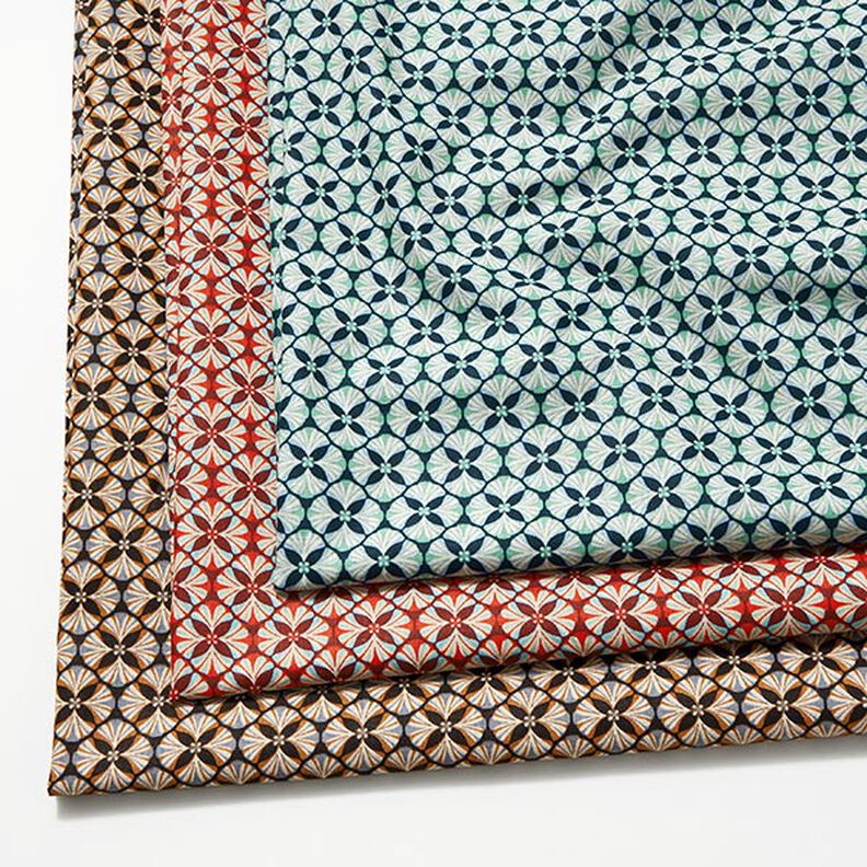Tissu en coton Cretonne Carreaux à fleurs – noir/taupe clair,  image number 5