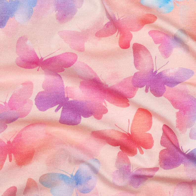 Jersey coton bunte Schmetterlinge Impression numérique | Poppy Fabrics – rosé/bleu, image number 2
