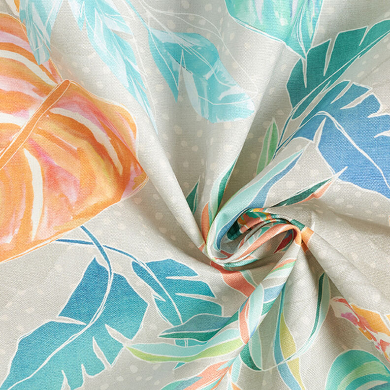 Tissu d’extérieur Canvas Feuilles tropicales – corail, image number 3