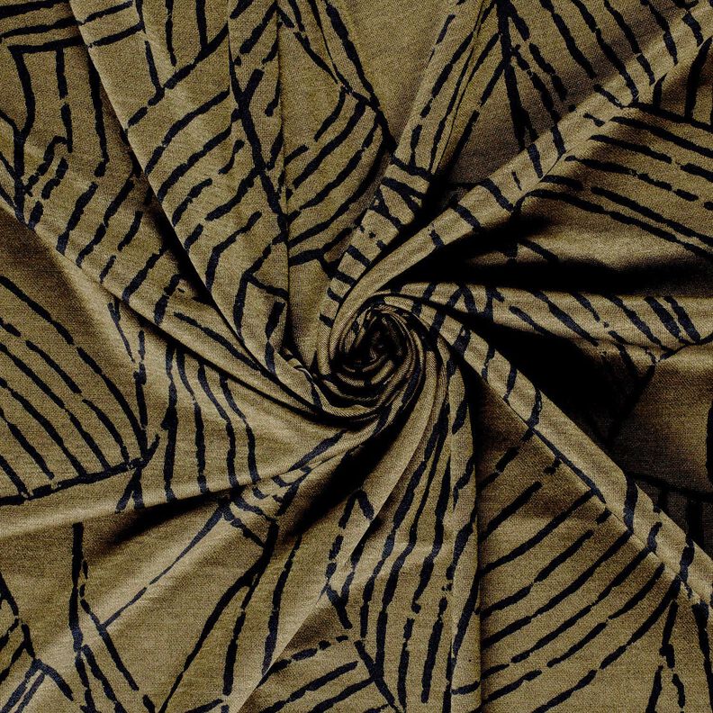 Jersey romanite Feuilles abstraites – olive foncé/noir, image number 3