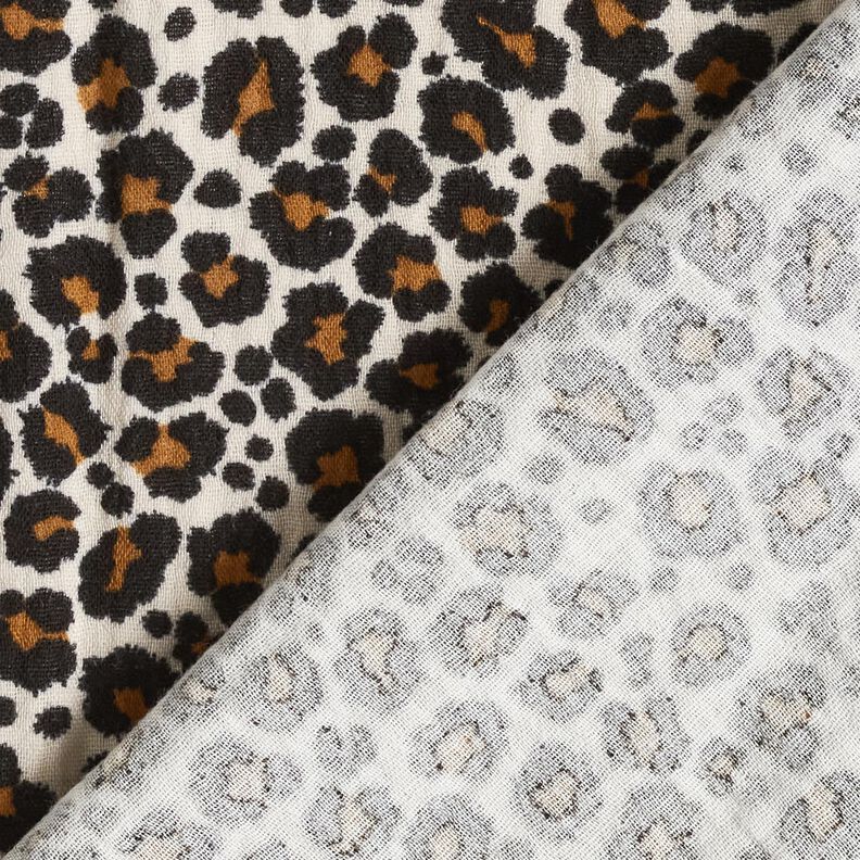 Tissu double gaze de coton Imprimé léopard – taupe clair/noir,  image number 4