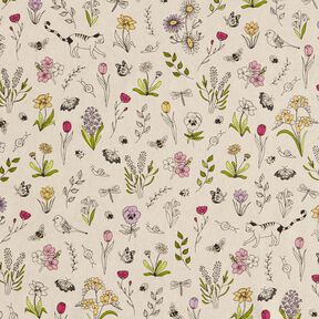 Tissu de décoration Semi-panama Fleurs de printemps – nature/rose, 