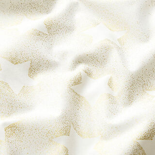 Tissu en coton Popeline Étoiles avec poussière d’or – écru/or, 