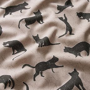 Tissu de décoration Semi-panama Chats – noir, 