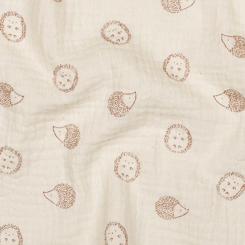 Tissu double gaze de coton Hérissons | Poppy Fabrics – nature/marron clair,  image number 2
