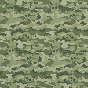 Popeline de coton bio Têtes de mort camouflage – pistache, 