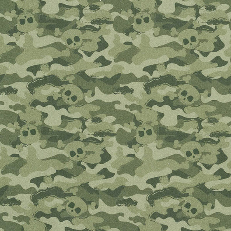 Popeline de coton bio Têtes de mort camouflage – pistache,  image number 1