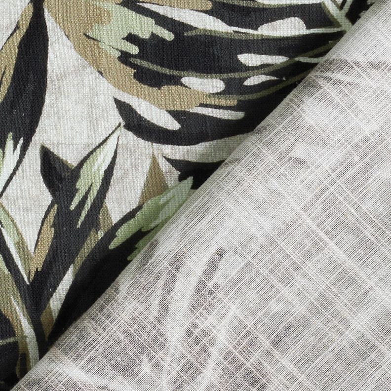 Mélange viscose lin Imprimé numérique Monstera – gris brume/kaki clair,  image number 4