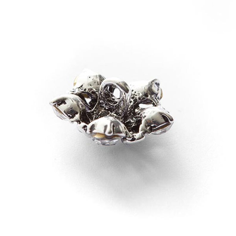 Bouton à queue métallique avec strass [ Ø16 mm ] – argent métallique,  image number 2