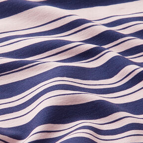 French Terry rayures irrégulières – indigo/rosé, 