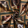 Tissu de décoration Semi-panama Portraits de chats – vert foncé/or,  thumbnail number 3