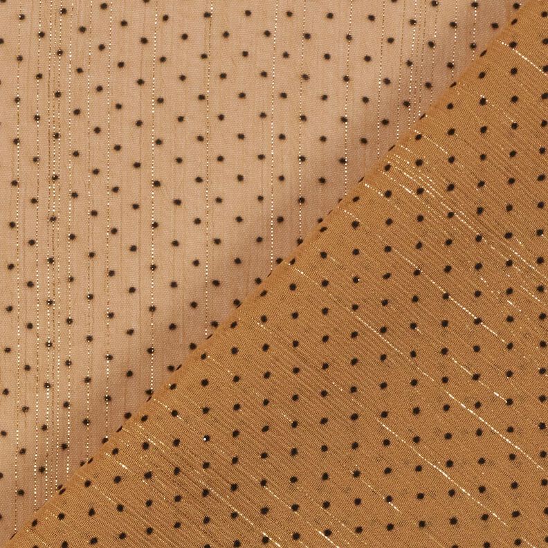 Mousseline Rayures et pois pailletés – brun faon, image number 4