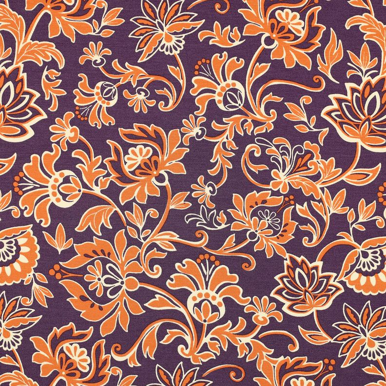 Jersey romanite Fleurs motif cachemire | Poppy Fabrics – lilas, image number 1