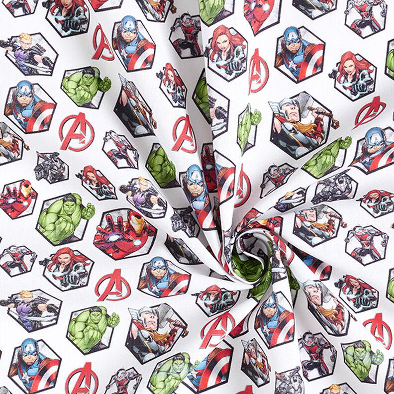 Cretonne Tissu sous licence Mosaïque de motifs Avengers | Marvel – blanc,  image number 3