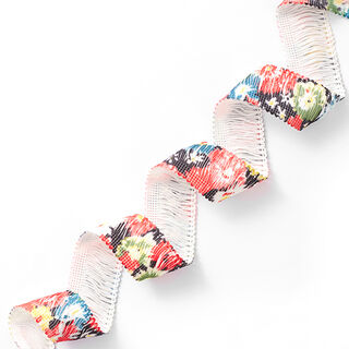 Ruban à franges Fleurs [30 mm] – noir/rouge, 