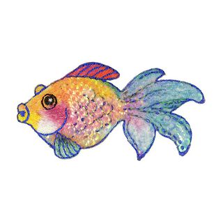 Application poisson [ 3 x 7 cm ] – orange/turquoise, 