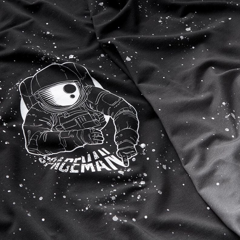 French Terry Panel Spaceman | Glitzerpüppi – noir/blanc,  image number 2