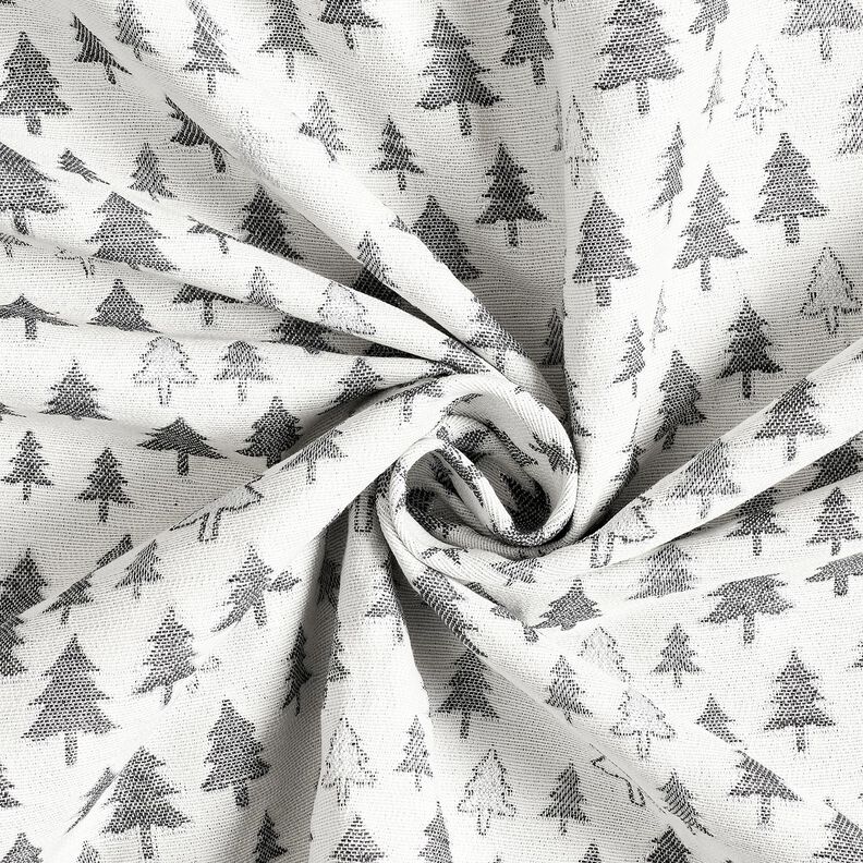 Tissu de décoration Jacquard sapins scintillants – anthracite/argent,  image number 3