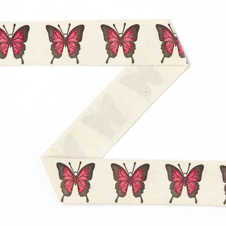 Ruban coton Papillon - naturel / rouge [20 mm], 