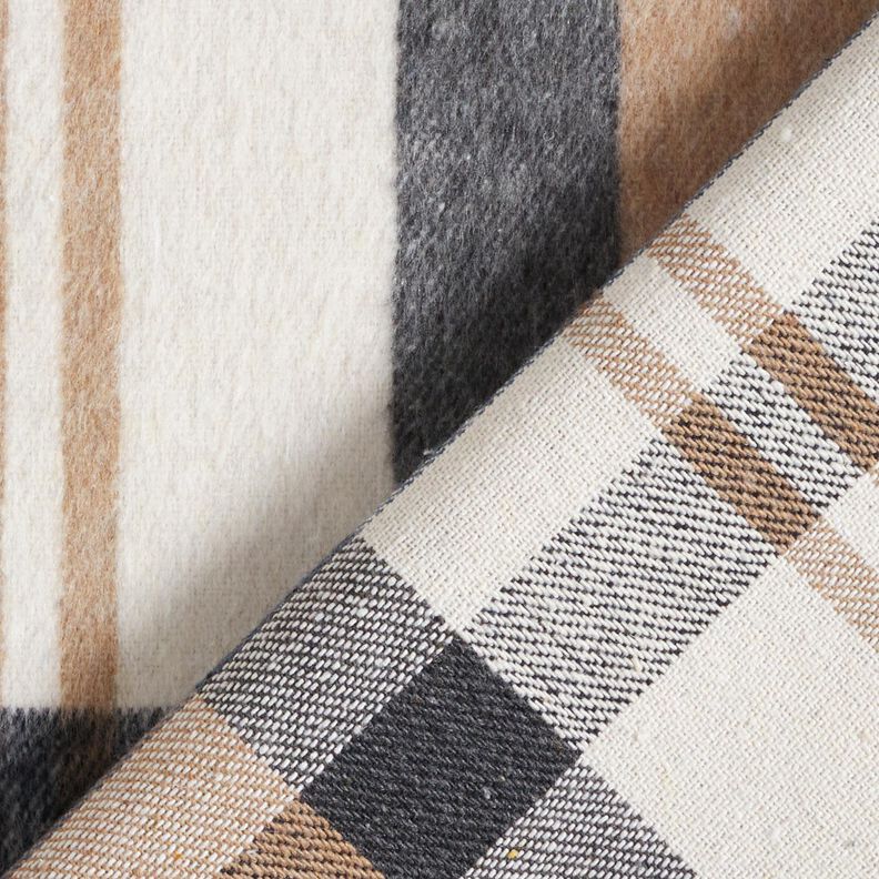 Tissu manteau tartan gratté – bleu clair/beige,  image number 4