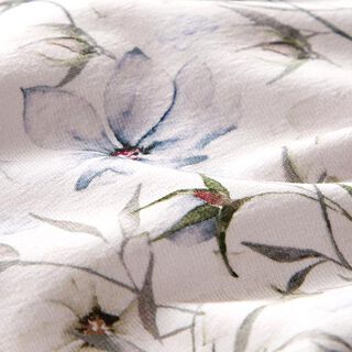 GOTS Jersey coton Prairie fleurie aquarelle – gris brume/bleu acier, 