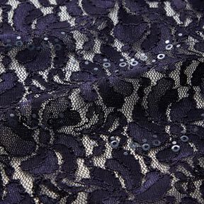 Dentelle avec fleurs pailletées – bleu nuit, 