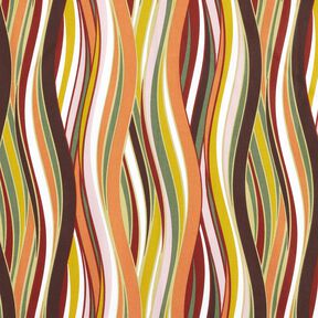 Tissu en coton Cretonne rayures ondul&eacute;es &ndash; blanc/orange clair, 