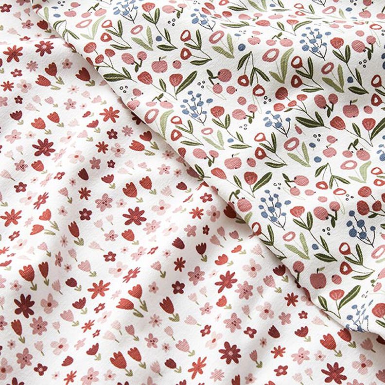 Jersey coton Prairie de fleurs avec pommes – écru,  image number 5