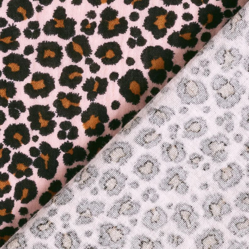 Tissu double gaze de coton Imprimé léopard – rosé/noir, image number 4
