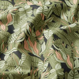 Tissu en coton Cretonne feuilles tropicales – noir/vert, 